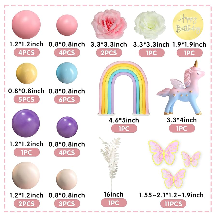 Amazon.com: 47 PCS Unicorn Cake Topper Unicorn Rainbow Cake